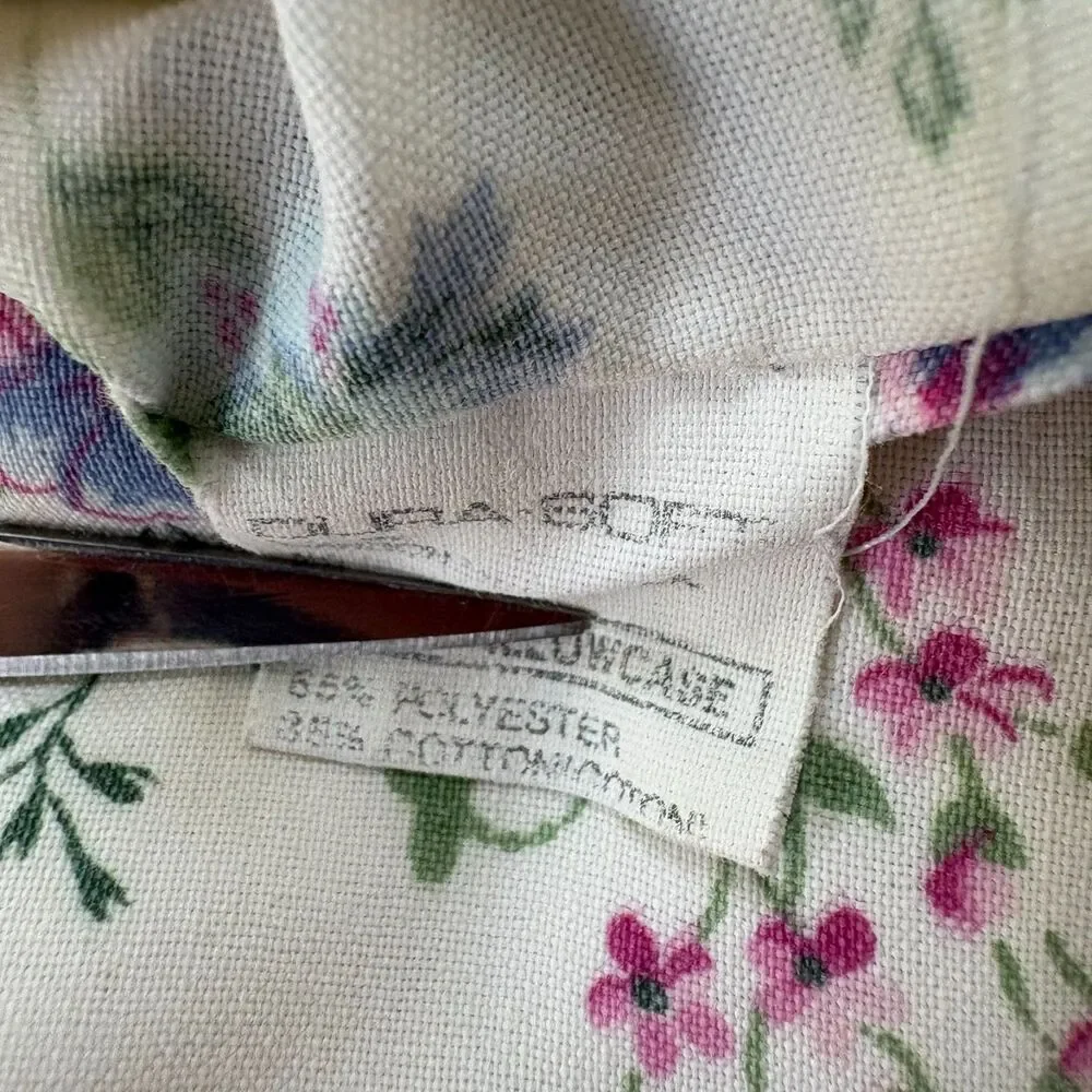 Vintage King Size Shabby Chic Floral Pillowcase • Wildflower Bouquet Cottagecore